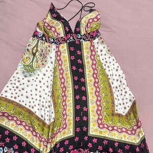 Single dress vintage silk floral asymmetrical handkerchief dress size